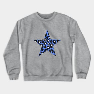 Blue Leopard Spots Print Pattern Crewneck Sweatshirt